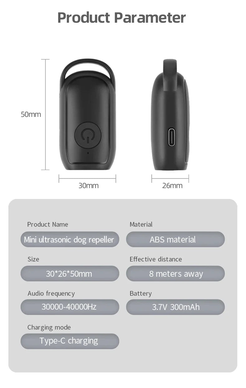 Portable Mini Ultrasonic Dog Training Device Stop Barking Repeller Outdoor Safe Anti-Bark Control for Dogs