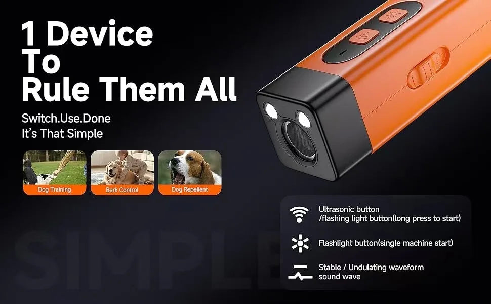 Humane Ultrasonic Dog Training Deterrent Rechargeable Anti Barking Device For Small Medium Large Dogs Stop Nuisance Barking