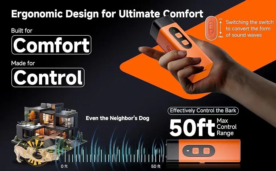 Humane Ultrasonic Dog Training Deterrent Rechargeable Anti Barking Device For Small Medium Large Dogs Stop Nuisance Barking