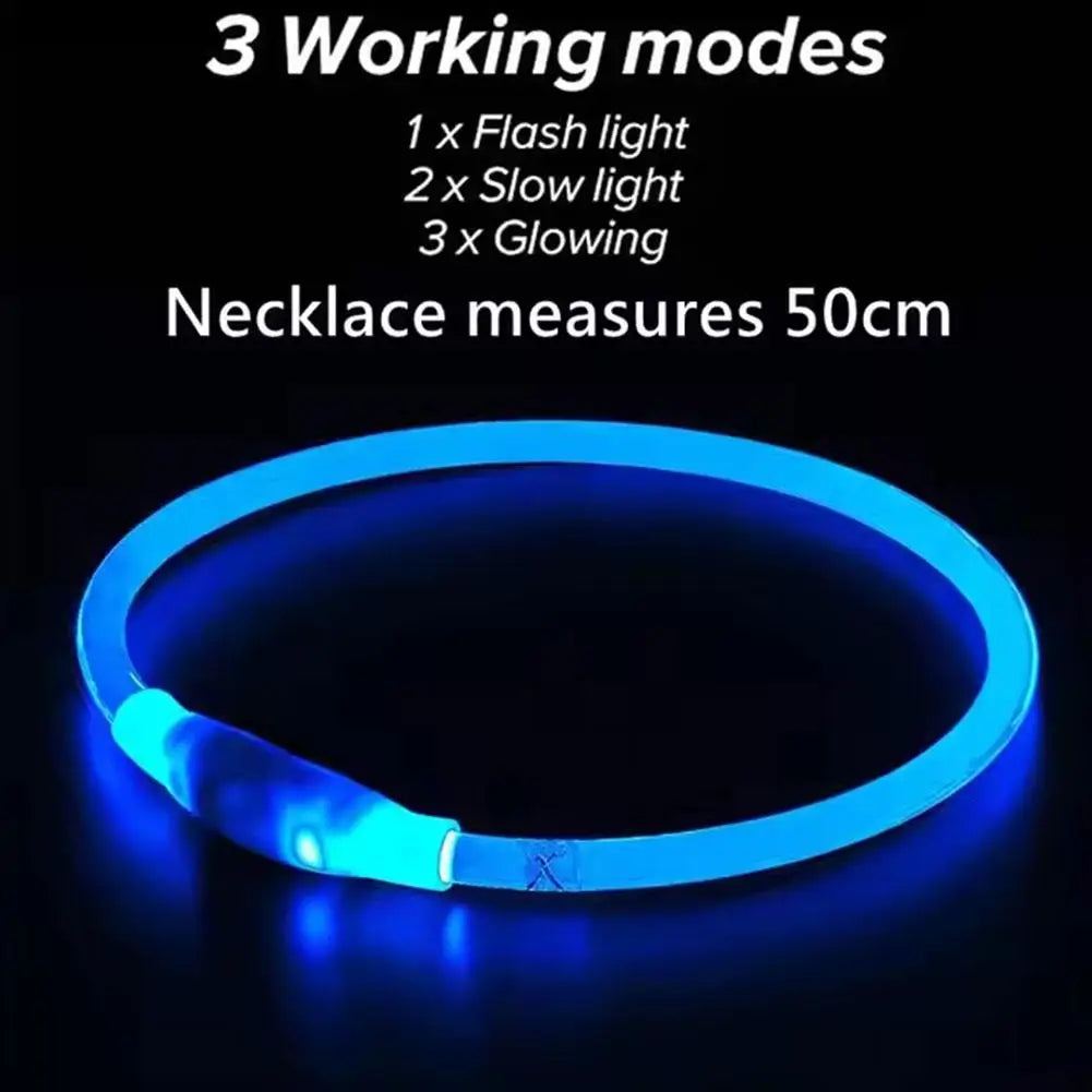 Pet Dog LED Light Collar Luminous Anti-Lost Dog Collar USB Rechargeable Dog Necklace Adjustable Collar Pet Safety Supplies